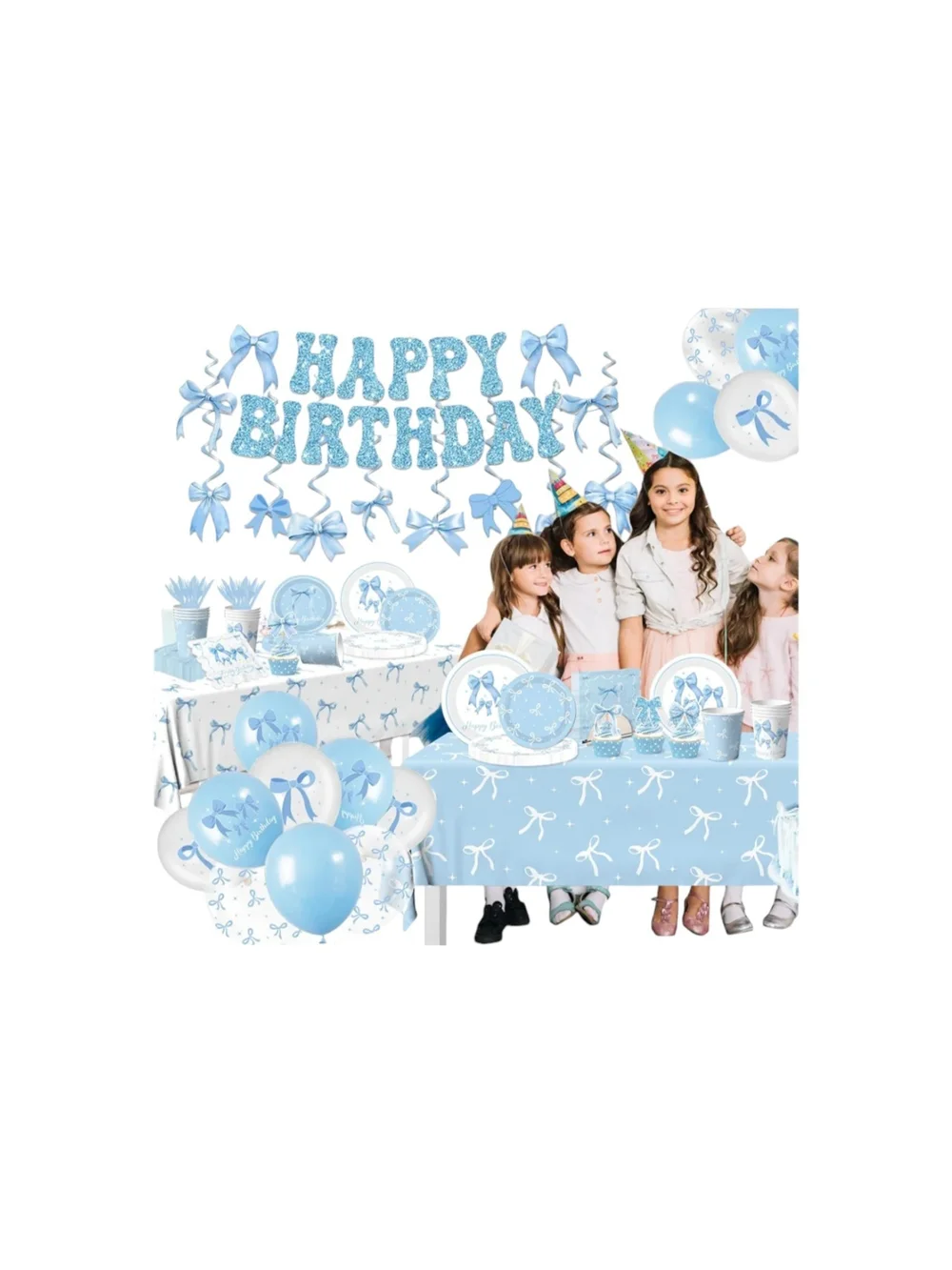 Amazon Light Blue Bow Birthday Party Decoration Kit